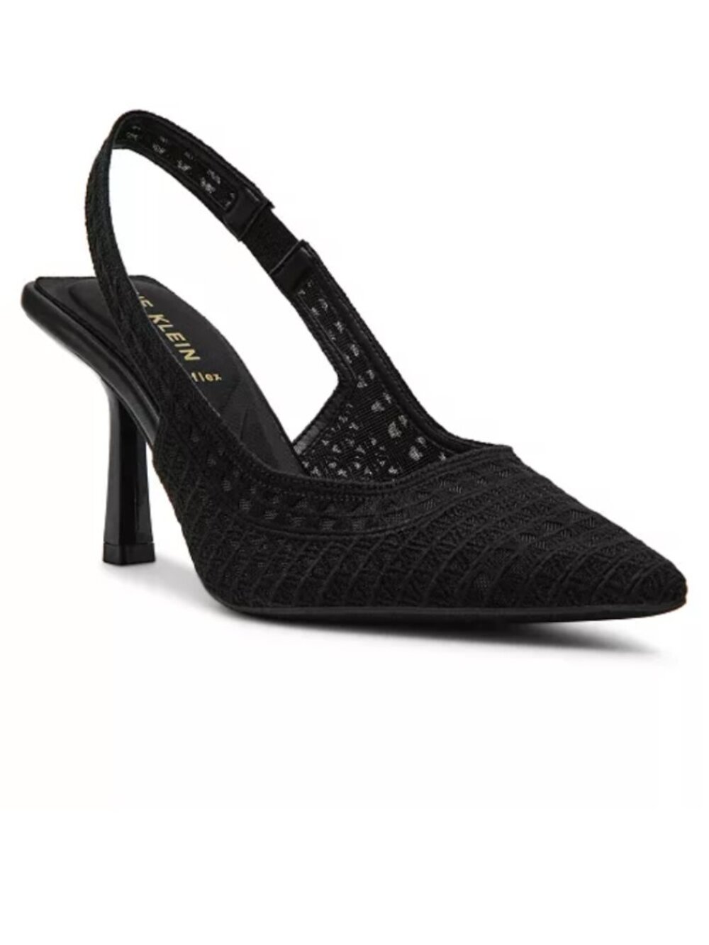 Anne Klein Women's Ismeralda Crochet Slingback Pumps Heels Black Size 8